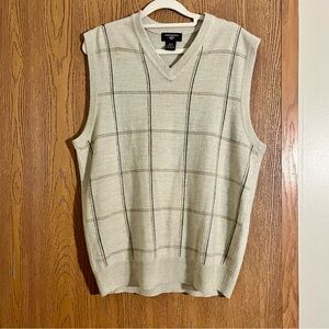 Dockers Men's Sweater Vest Medium Cream Checkered Golf Layering Grandpacore